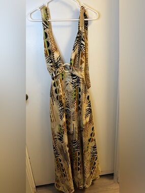 Live 4 Truth Y2K Animal Print Halter Maxi Dress Size S